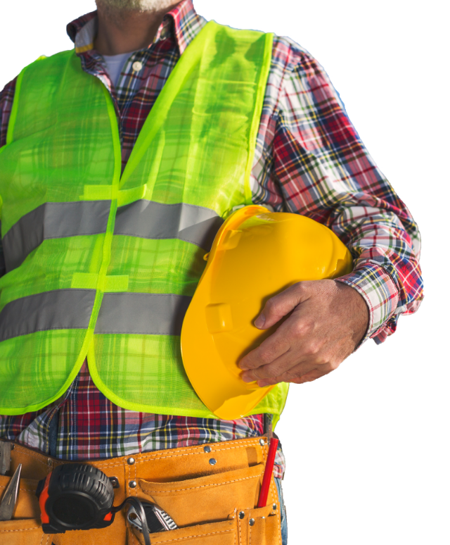 demolition expertise worker in yellow vest